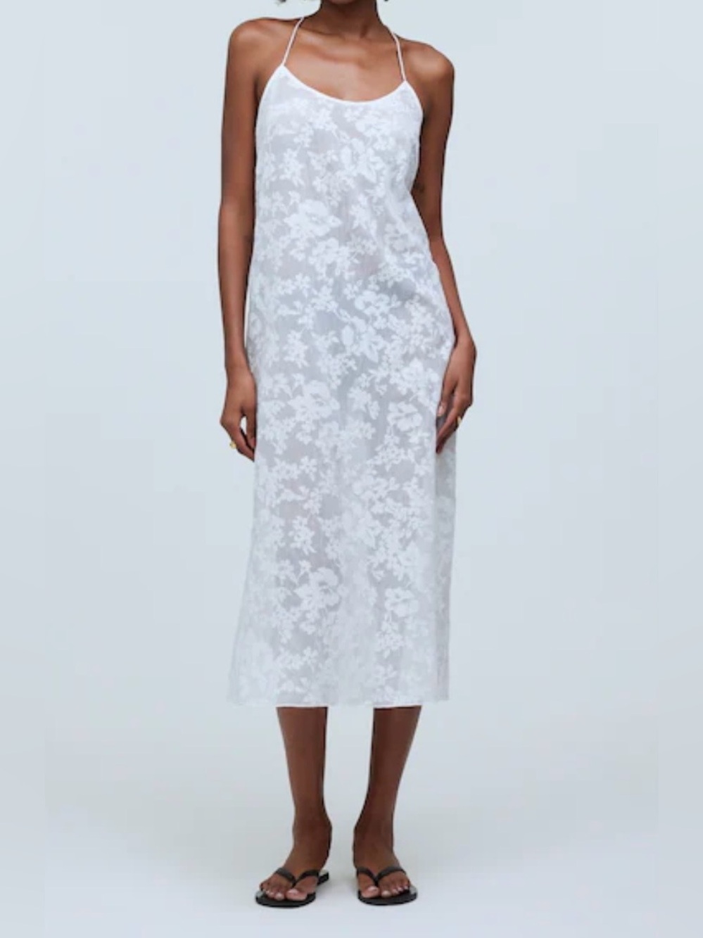 NWOT Madewell Floral Halter Cover-Up Midi Dress White Size Medium